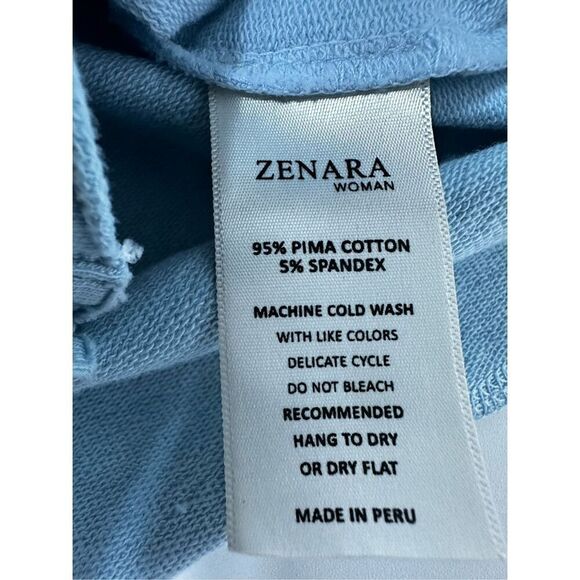 Zenara ZF048 Triana Knit Pima Cotton Jacket Size XS Light Blue Bell Made in Peru - Picture 11 of 11